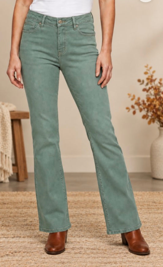 HAMPTON TWILL 32" INSEAM OLIVE BOOTCUT JEAN
