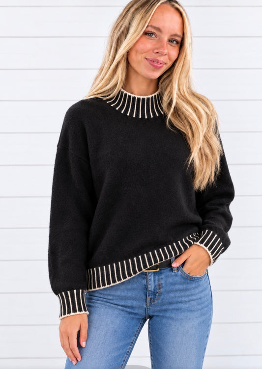 SALLY WHIPSTITCH EDGE SOLID SWEATER