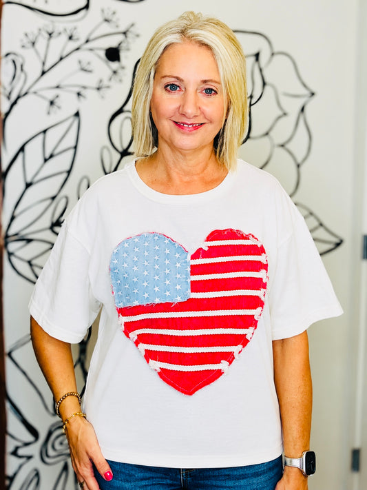 GRACE STARS AND STRIPES HEART TOP