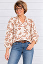 MARCIA OFF WHITE WITH RUST FLORAL PRINT BLOUSE