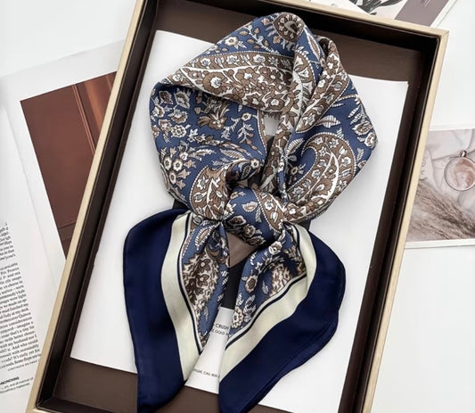 ELEGANT NAVY PAISLEY SCARF