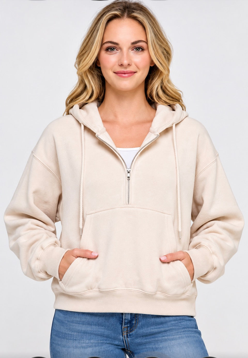 EMILY HALF ZIP FLEECE HOODIE