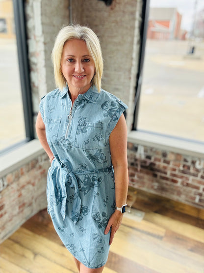 Floral Denim Dress