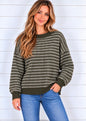 MOLLY STRIPED MOCK NECK SEAMED KNIT TOP