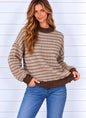 MOLLY STRIPED MOCK NECK SEAMED KNIT TOP