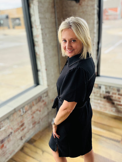 Black Tie Waist Dress