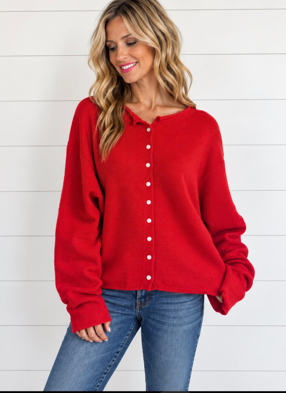 OVERSIZED BUTTON DOWN SWEATER CARDIGAN