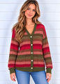 KATE BUTTON TOWN MULTICOLOR STRIPE KNIT CARDIGAN