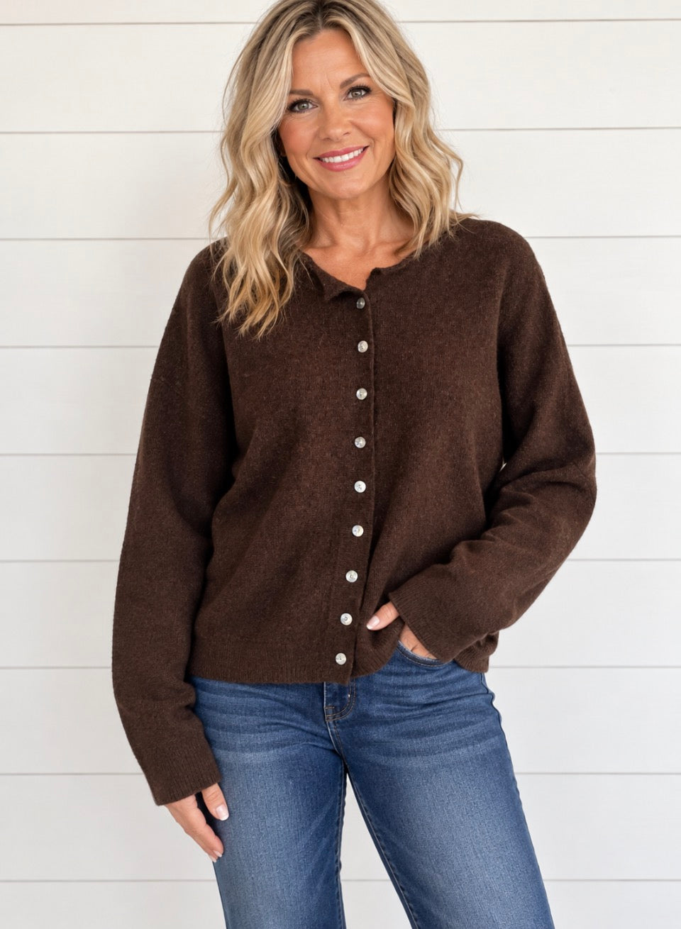 OVERSIZED BUTTON DOWN SWEATER CARDIGAN