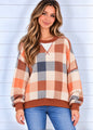 DONNA CREW NECK COLOR BLOCK PULLOVER KNIT TOP