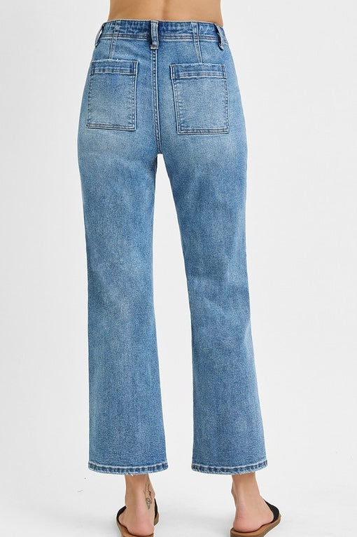 RISEN HIGH RISE ANKLE FLARE JEANS