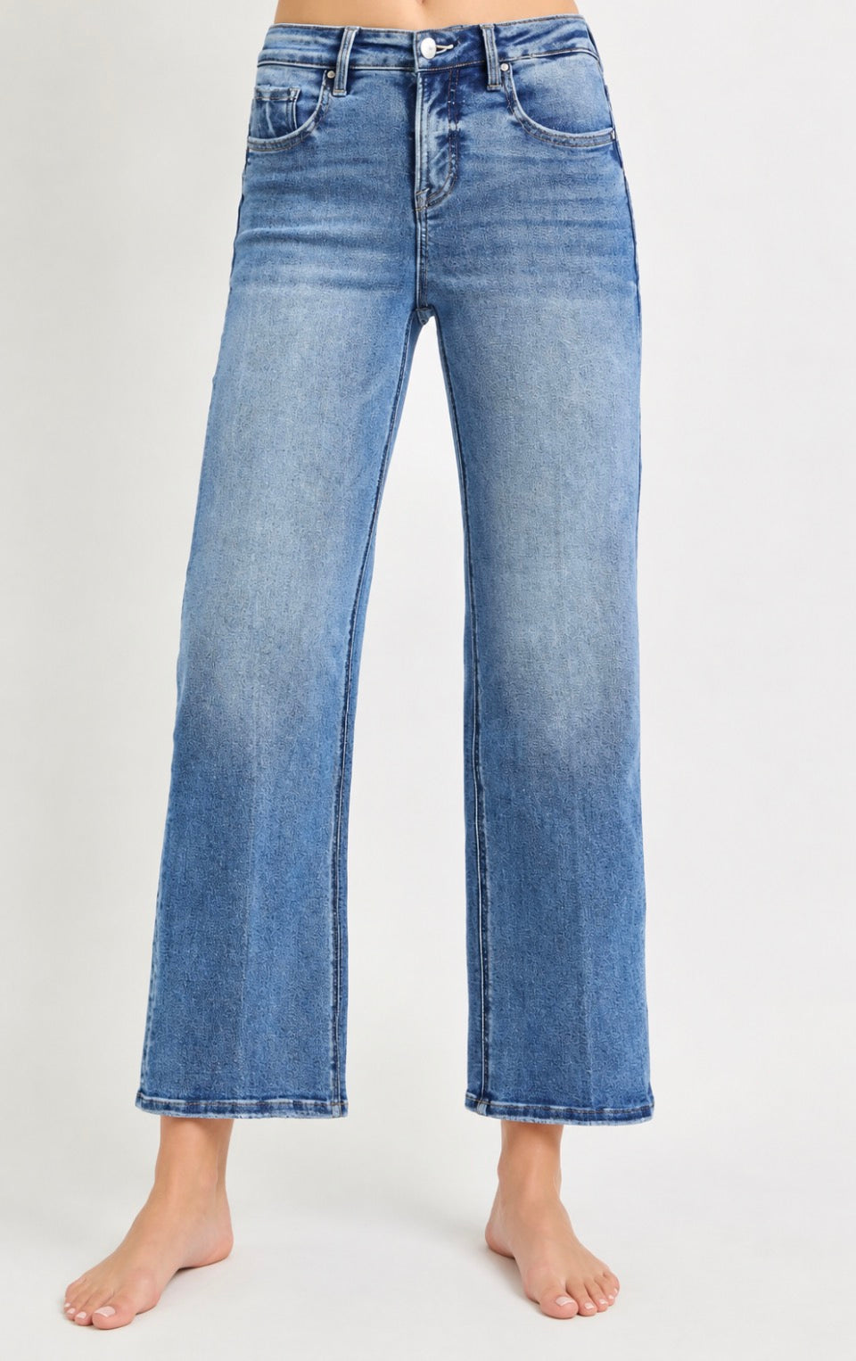 RISEN TUMMY CONTROL HIGH ANKLE STRAIGHT CREASE LINE JEAN