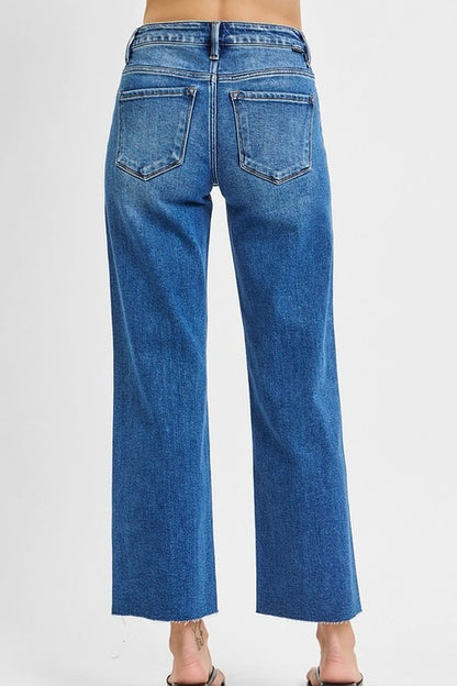 RISEN MID RISE CROP STRAIGHT JEANS