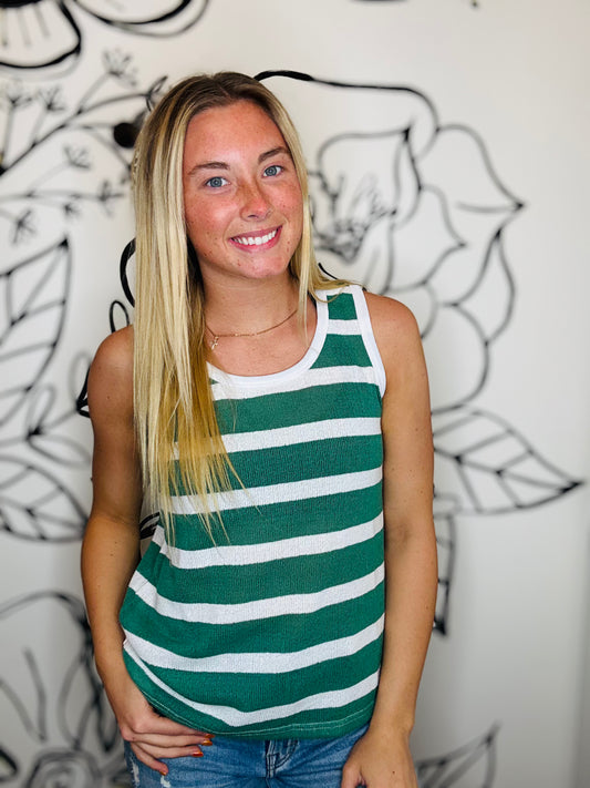 TRIBAL STRIPED TERRY CLOTH TANK