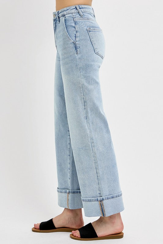 RISEN HIGH RISE CUFFED ANKLE JEANS