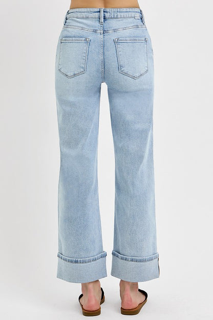 RISEN HIGH RISE CUFFED ANKLE JEANS