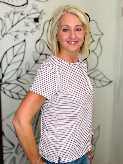 EVERYDAY LINEN BLEND STRIPE TEE