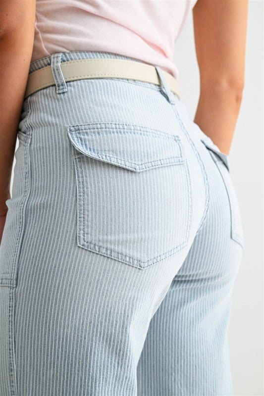 MICA KENNEDY STRIPE WIDE LEG CROPPED JEAN