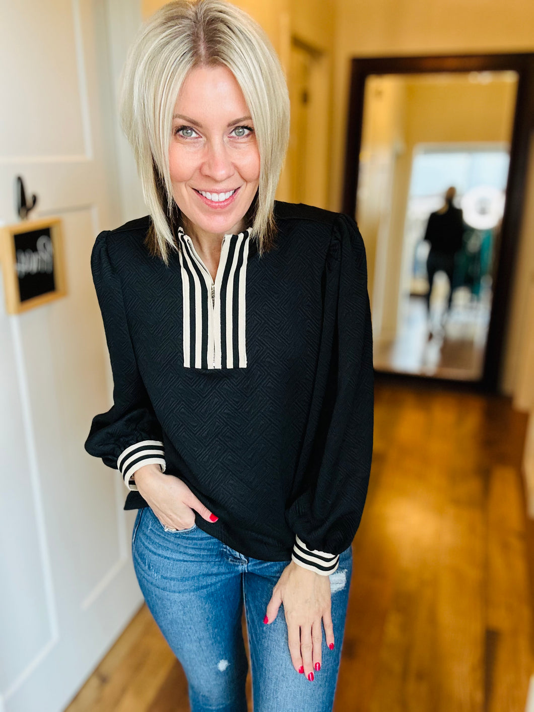 Quilted Black Zip Up