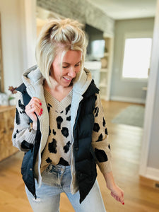 Black Double Front Hooded Vest