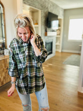 Load image into Gallery viewer, Oversized Olive &amp; Wine Plaid Shirt
