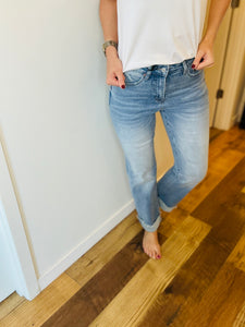 Mica High Rise Straight Leg Cuff Denim
