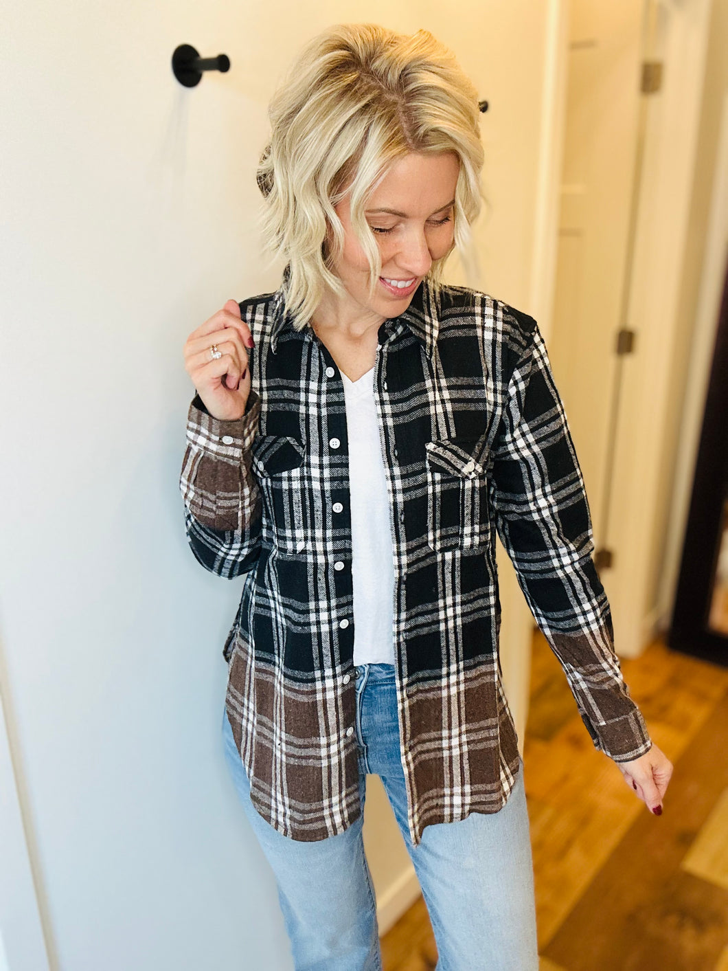 Classic Black Dip Dye Flannel