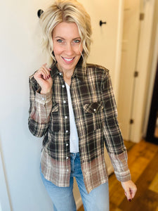 Olive & Chocolate Dip Dye Flannel