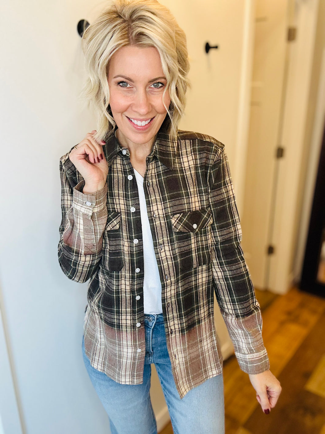 Olive & Chocolate Dip Dye Flannel