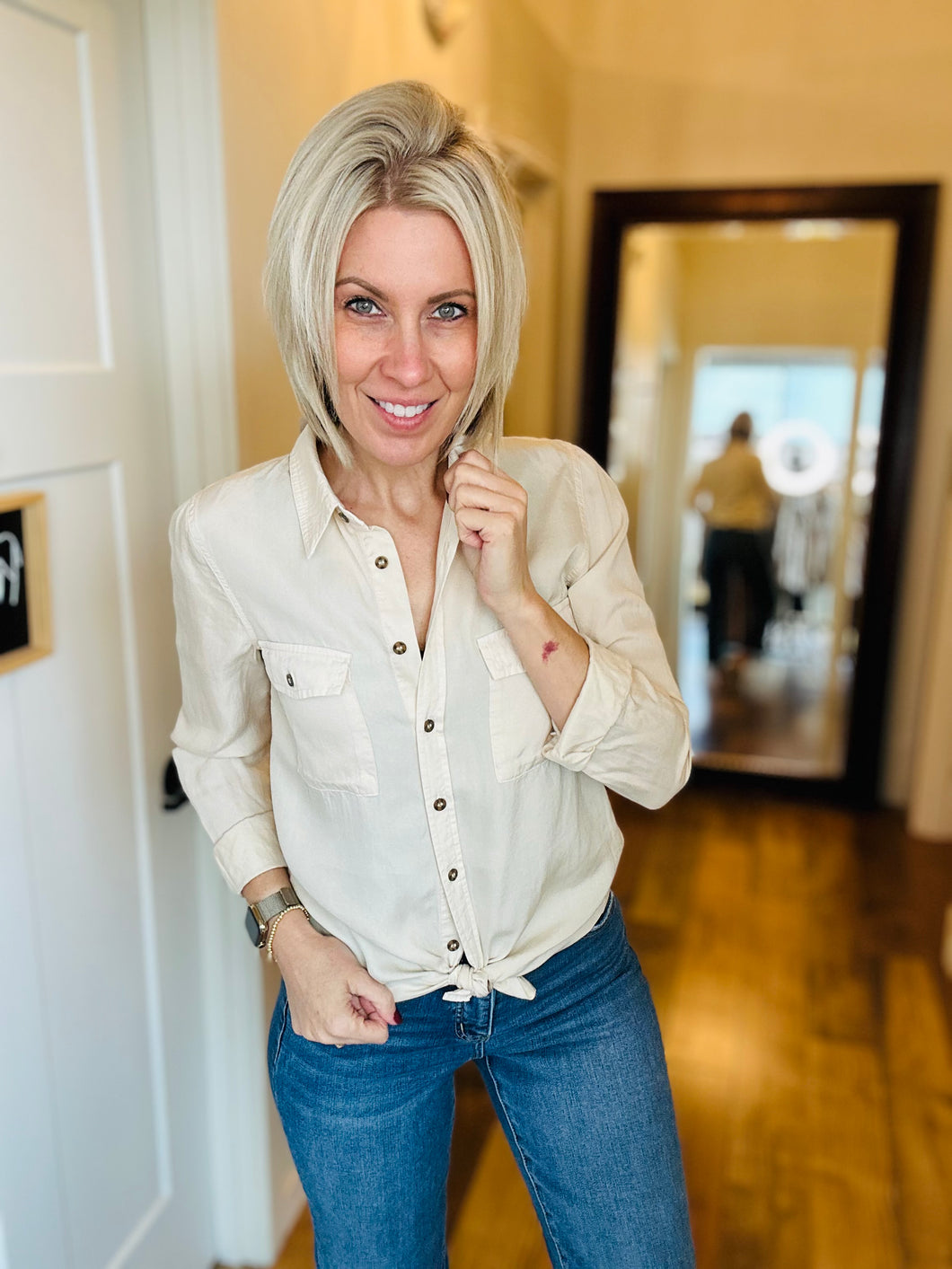 Ivory Tencel Button Down