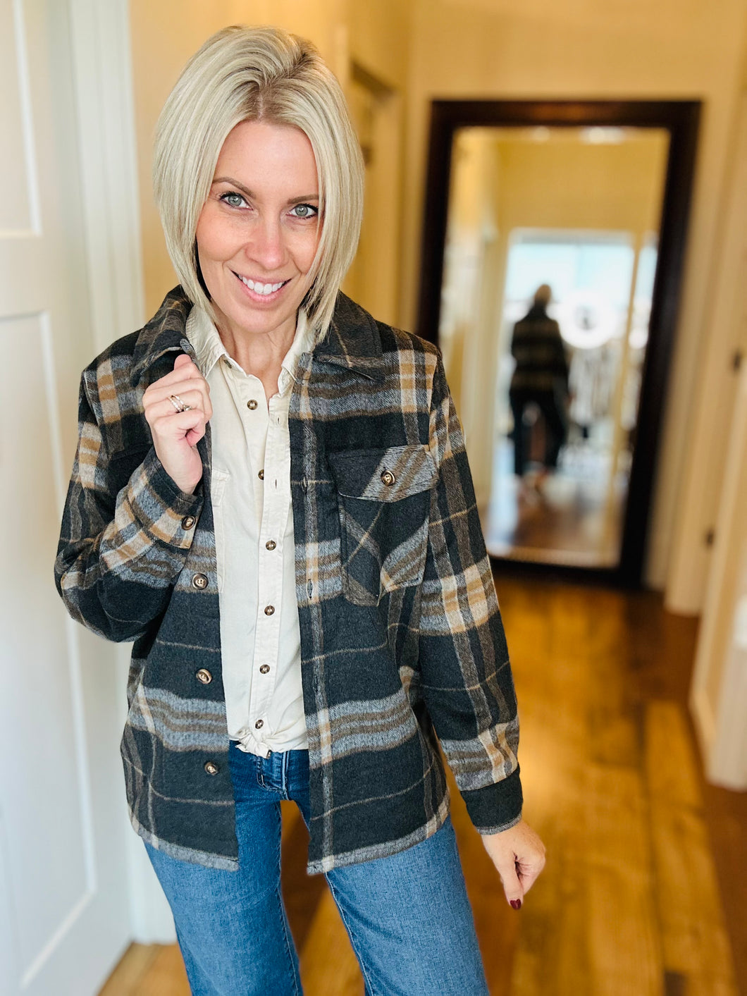 Black & Tan Plaid Shacket