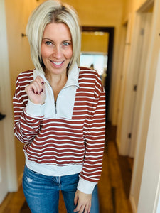 Tru Luxe Stripe 1/4 Zip