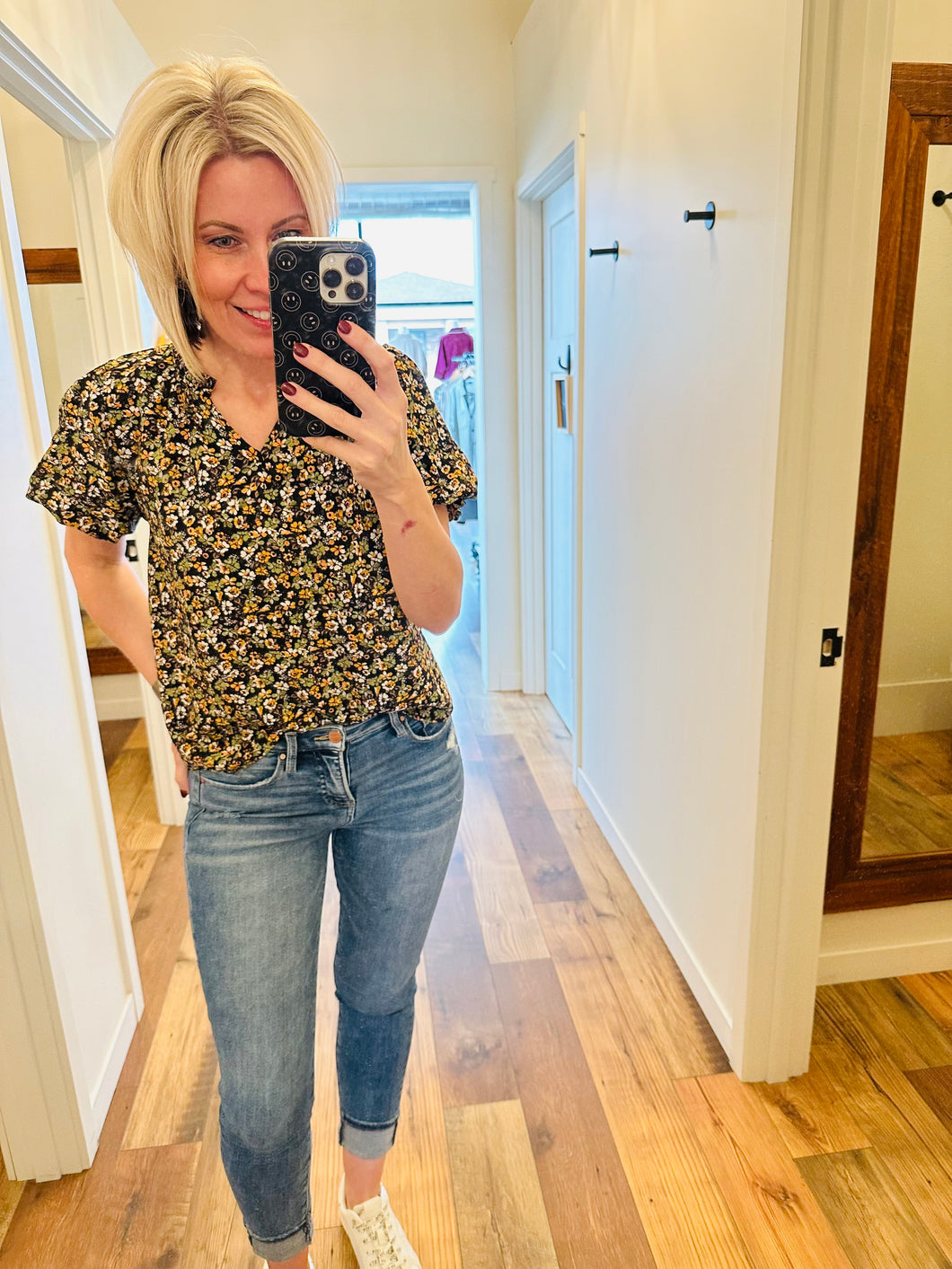 Black Floral Blouse