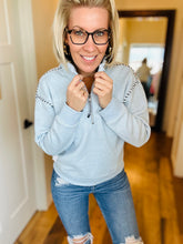Load image into Gallery viewer, Tribal Light Blue Quarter Zip
