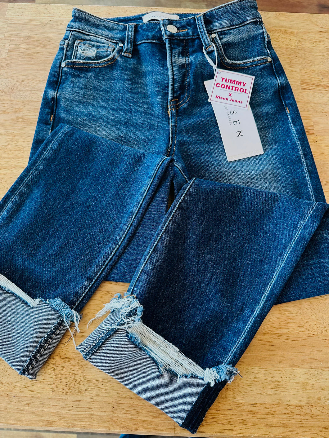 Risen Cuffed Non-Distressed Jeans
