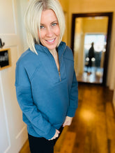 Load image into Gallery viewer, Denim Blue Quarter Zip
