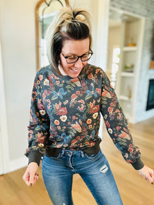 Fall Floral Pullover Sweatshirt S-Xl