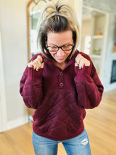 Load image into Gallery viewer, Dark Cherry Quilted Snap Pullover
