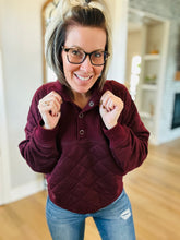 Load image into Gallery viewer, Dark Cherry Quilted Snap Pullover
