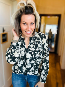 Black & Cream Floral Blouse