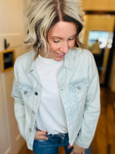 Load image into Gallery viewer, Risen Light Wash Ruffle Detail Denim Jacket
