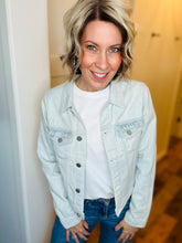 Load image into Gallery viewer, Risen Light Wash Ruffle Detail Denim Jacket

