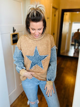 Load image into Gallery viewer, Denim Sleeve Star Shirt
