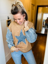 Load image into Gallery viewer, Denim Sleeve Star Shirt
