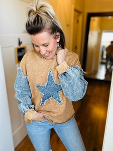 Denim Sleeve Star Shirt