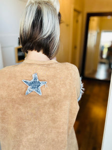 Denim Sleeve Star Shirt