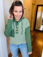 Load image into Gallery viewer, Olive Stripe Hoodie
