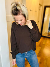 Load image into Gallery viewer, Espresso Slub Cotton Long Sleeve Top
