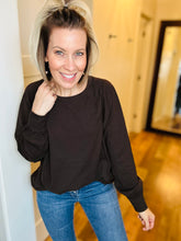 Load image into Gallery viewer, Espresso Slub Cotton Long Sleeve Top
