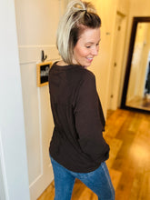Load image into Gallery viewer, Espresso Slub Cotton Long Sleeve Top
